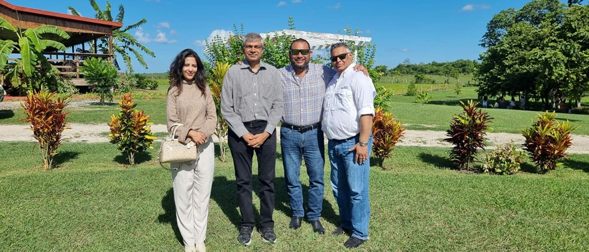  <div style="fcolor: #fff; font-weight: 600; font-size: 1.5em;">
<p style="font-size: 13.8px;">Ambassador Pankaj Sharma's visit to Belize commenced on a high note with a productive meeting with Belize's Hon'ble Minister of Agriculture, Food Security & Enterprise H.E Mr. Jose Abelardo Mai.
<br /><span style="text-align: center;">18 September 2022</span></p>
</div>