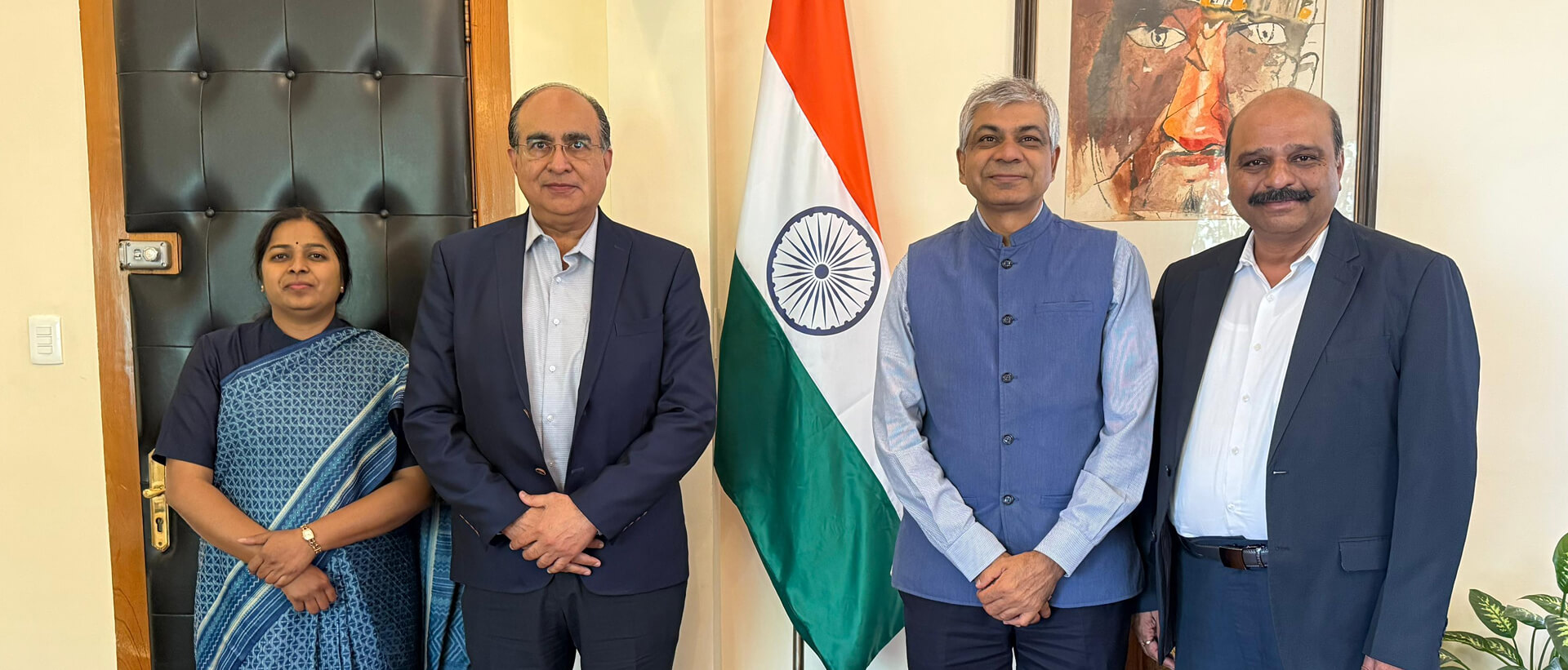  <div style="color: #fff; font-weight: 600; font-size: 1.5em;"> <p style="font-size: 13.8px;">Ambassador and DCM met Mr. Dhanraj Kothari and Mr. Santosh Parab of Camlin Fine Sciences Ltd. to discuss investment and growth opportunities, strengthening India–Mexico cooperation in the chemicals sector.<br /> <span style="text-align: center;">16 April 2026</span></p> </div>