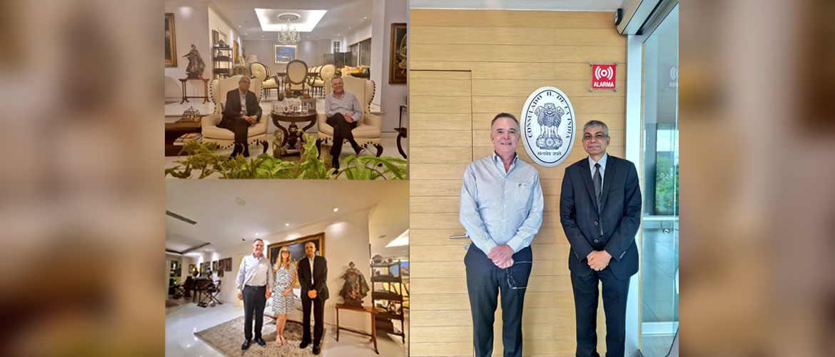  <div style="fcolor: #fff; font-weight: 600; font-size: 1.5em;">
<p style="font-size: 13.8px;">
Ambassador Pankaj Sharma had a warm meeting with Honorary Consul of India to Quintana Roo, Campeche,Yucatan & CEO of Mera Corp., Mr. Rafael Aguirre.

He commended Mr.Aguirre on being the bridge between India & México, & for his efforts in strengthening relations with the Indian diaspora & the states.

<br /><span style="text-align: center;">23 June 2023</span></p>
</div>