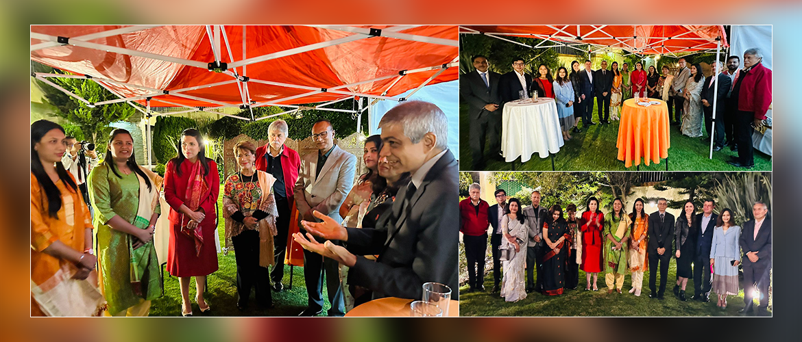  <div style="color: #fff; font-weight: 600; font-size: 1.5em;">
<p style="font-size: 13.8px;">
Strengthening India-Mexico Parliamentary relations!

Amb. Pankaj Sharma hosted dinner for Hon’ble Parliamentarians from India & Mexico. Hon’ble MP’s Shri Pradyut Bordoloi and  Dr. Heena Gavit interacted with their Mexican counterparts led by Hon’ble President of Camara de Diputados H.E. Ms. Marcela Guerra. 
    <br /><span style="text-align: center;">08.09.2023</span></p>
</div>