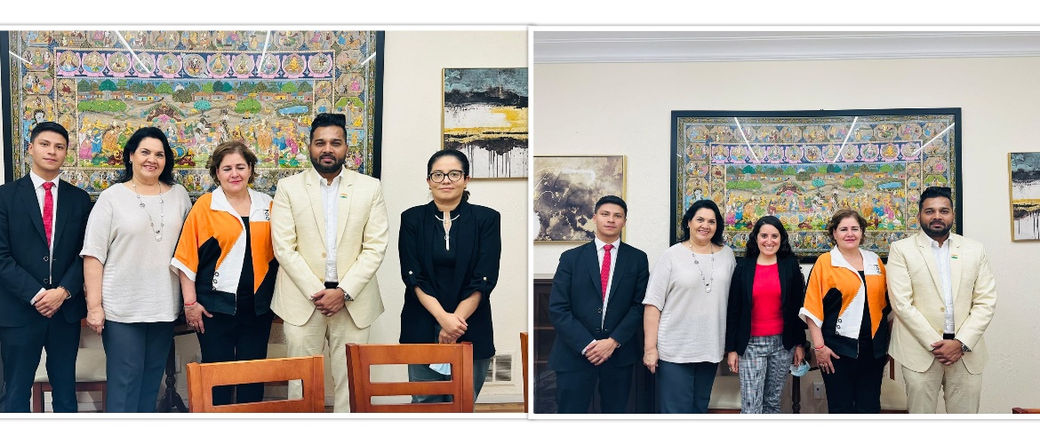  <div style="color: #fff; font-weight: 600; font-size: 1.5em;">
<p style="font-size: 13.8px;">Second Secretary Mr. Prasad Shinde had a productive meeting with Ms. Ana Laura Castro, Manager & her team from Monex, the bank for companies.

Ms.Ana briefed about the current operations and ways of extending banking & other services for Indian industries established in Mexico.

<br /><span style="text-align: center;">21.11.2023</span></p>
</div>