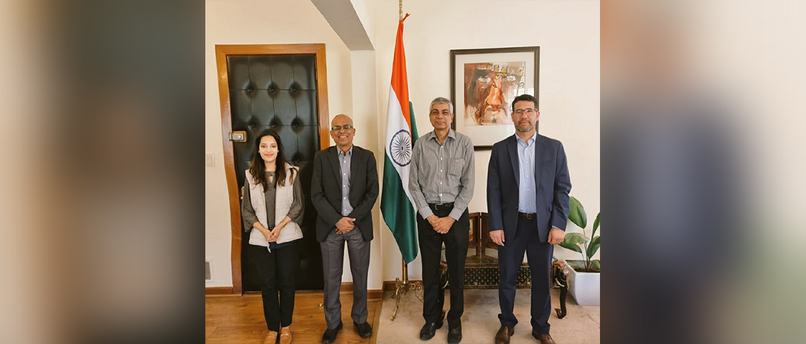  <div style="fcolor: #fff; font-weight: 600; font-size: 1.5em;">
<p style="font-size: 13.8px;">Ambassador Pankaj Sharma held a meeting with the VP (Business Development) KEC Intl. Ltd., Mr. R.Mani & Head of SAE Towers- KEC's 100% subsidiary in Monterrey, Mr.Jose Hernandez. KEC International is a global EPC company engaged in Power Transmission & Distribution, Railways, Civil, Electrical Cables etc. 


<br /><span style="text-align: center;"> 13 May 2022 </span></p>
</div>

