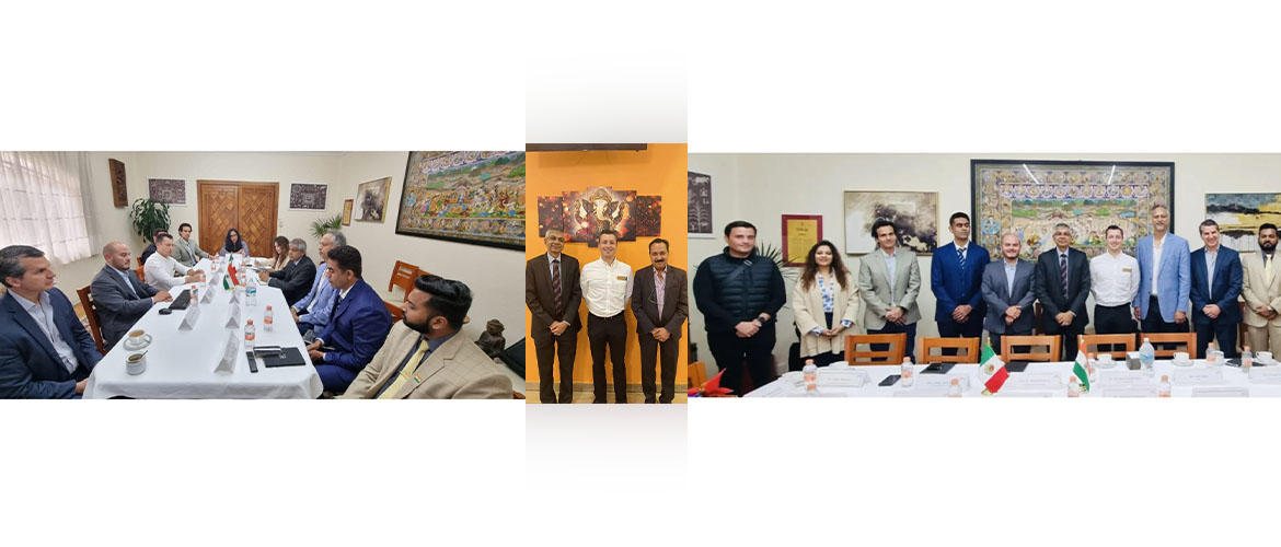  <div style="color: #fff; font-weight: 600; font-size: 1.5em;">
<p style="font-size: 13.8px;">
Amb. Pankaj Sharma and embassy officials received Hon’ble Mayor of Monterrey H.E. Mr. Donaldo Colosio at the Embassy to discuss the Smart city project proposal presented jointly by Austin GIS & Bharat Electronics Limited 

Later, we hosted him for lunch where he appreciated & enjoyed the delicious Indian cuisines.


    <br /><span style="text-align: center;">31.08.2023</span></p>
</div>