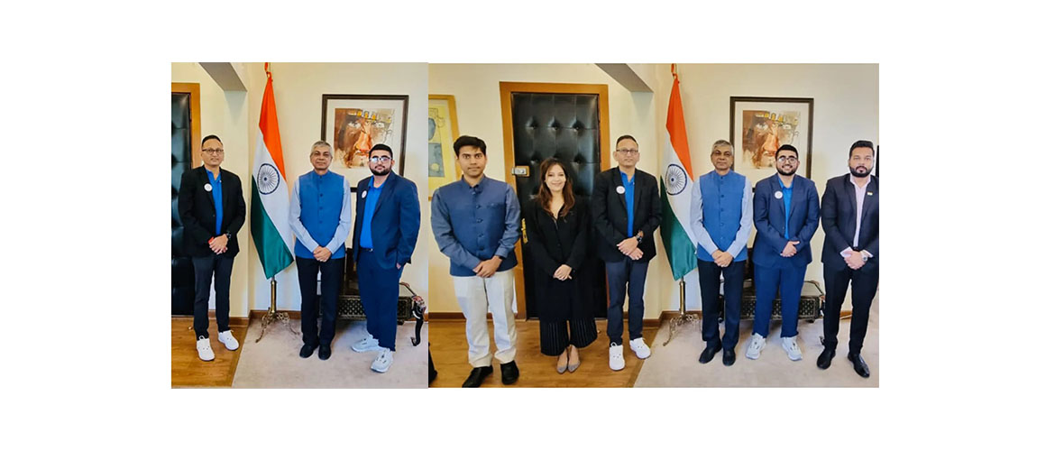  <div style="color: #fff; font-weight: 600; font-size: 1.5em;">
<p style="font-size: 13.8px;">
Amb. Pankaj Sharma and embassy officials met with Mr. Sneh Patel, COO & Mr. Rajni Patel, CMD of Balaji JMC Paper mill. 

They gave a brief overview of their business operations & about their upcoming new venture in the State of Chihuahua, Mexico. The Embassy wished them all success & assured them all support. 
    <br /><span style="text-align: center;">13.09.2023</span></p>
</div>