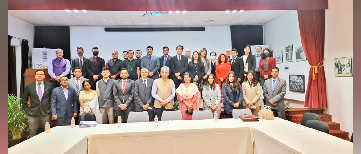  <div style="fcolor: #fff; font-weight: 600; font-size: 1.5em;">
<p style="font-size: 13.8px;">Embassy of India in Mexico had the pleasure of hosting Hon'ble Secretary(East) Ambassador SaurabhKumar at the Chancery's auditorium.

While sharing his experiences, Ambassador Kumar interacted with the officials & staff members & outlined India's foreign policy priorities for strengthening bilateral relations between India and Mexico.



<br /><span style="text-align: center;">30 June 2022</span></p>
</div>