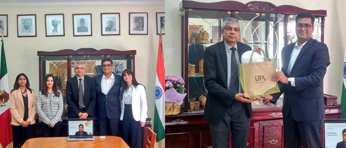  Mr. Jagdish Nainwal, Director, Regional LATAM UPL Ltd  & Mr.Sanjay Singh, global Chief Human Resources Officer held a meeting with the economic & commercial wing of the Indian Embassy in Mexico. Ambassador Pankaj Sharma discussed UPL progress & addressed their concerns