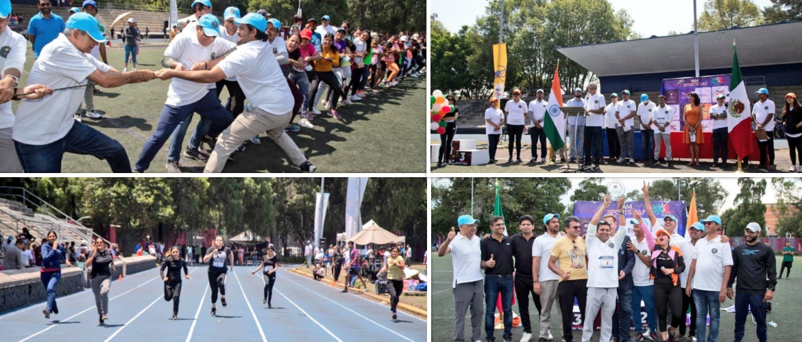  <div style="fcolor: #fff; font-weight: 600; font-size: 1.5em;">
<p style="font-size: 13.8px;">Ambassador Pankaj Sharma inaugurated the First Sport's Day successfully organized by the Indian Association of México. The event saw participation from Indian diaspora, Embassy officers and Mexican nationals.

We extend heartiest congratulations to all participants & winners.
Thank you to Alcaldia Miguel Hidalgo led by H.E. Mr. Mauricio Tabe & Director of Plan Sexenal Mr.Omar for hosting the event. 

<br /><span style="text-align: center;">04 June 2022</span></p>
</div>

