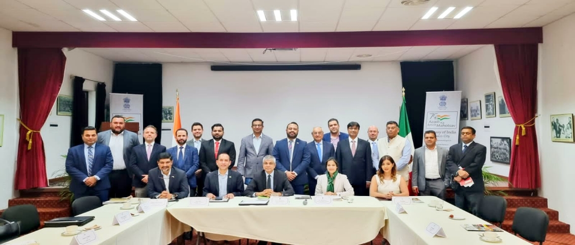  <div style="fcolor: #fff; font-weight: 600; font-size: 1.5em;">
<p style="font-size: 13.8px;">Productive meeting with the India-México Business Chamber at the Chancery premises.

Embassy and the IMBC members exchanged ideas to further enhance trade and business opportunities between India and México. 

<br /><span style="text-align: center;">10 June 2022</span></p>
</div>

