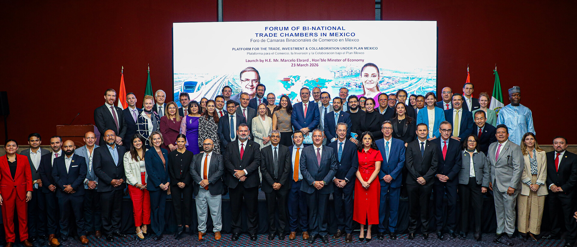  <div style="color: #fff; font-weight: 600; font-size: 1.5em;"> <p style="font-size: 13.8px;">Launch of the Forum of Bi-National Trade Chambers in Mexico, an initiative conceptualized by our Ambassador. The event was graced by H.E. Mr. Marcelo Ebrard, Hon’ble Secretary of Economy, Government of Mexico.<br /> <span style="text-align: center;">23.03.2026</span></p> </div>