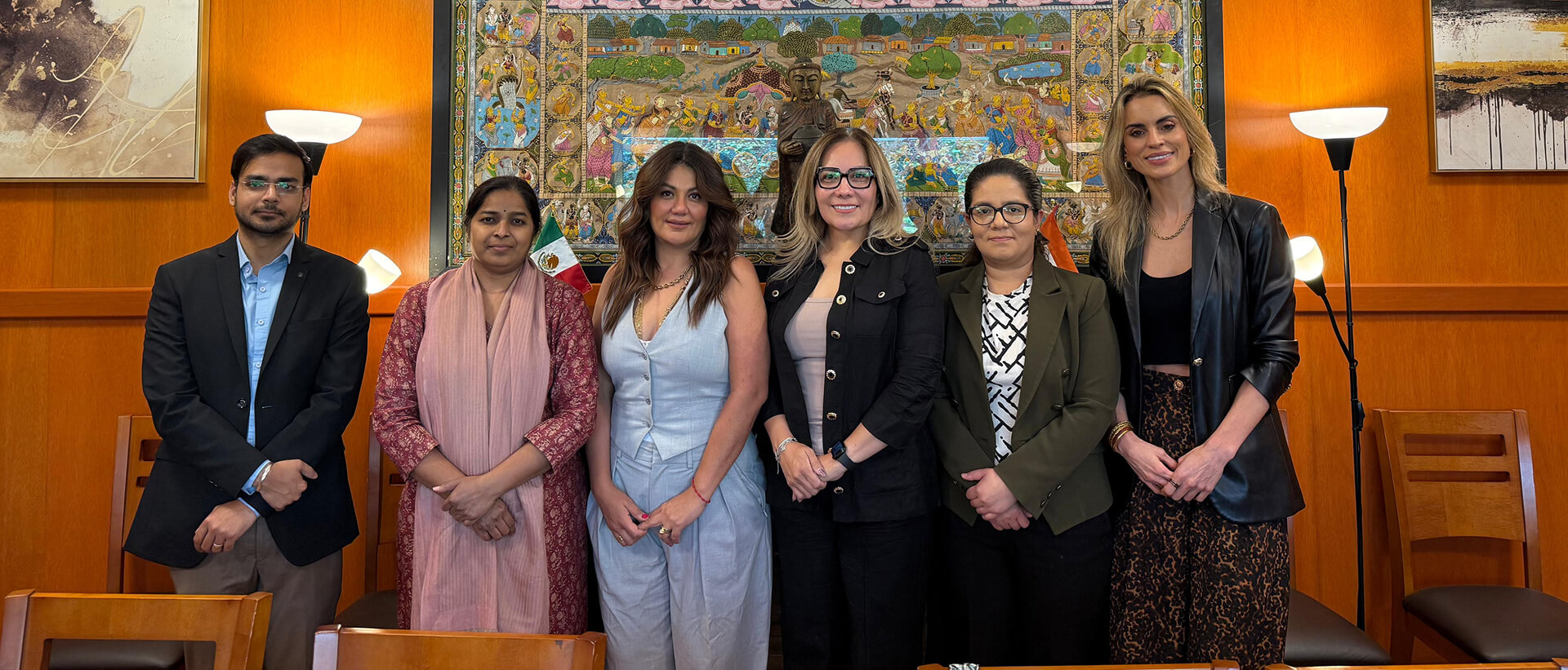  <div style="color: #fff; font-weight: 600; font-size: 1.5em;"> <p style="font-size: 13.8px;">DCM Ms. Deepti Ganji met with Ms. Mariana García Martín del Campo, Ms. Ericka Toxtle, and Ms. Gabriela Cárdenas of Tiancun Avocado Products to discuss entry into the Indian market, regulatory pathways, and long-term collaboration in the agri-food sector.<br /> <span style="text-align: center;">07 April 2026</span></p> </div>