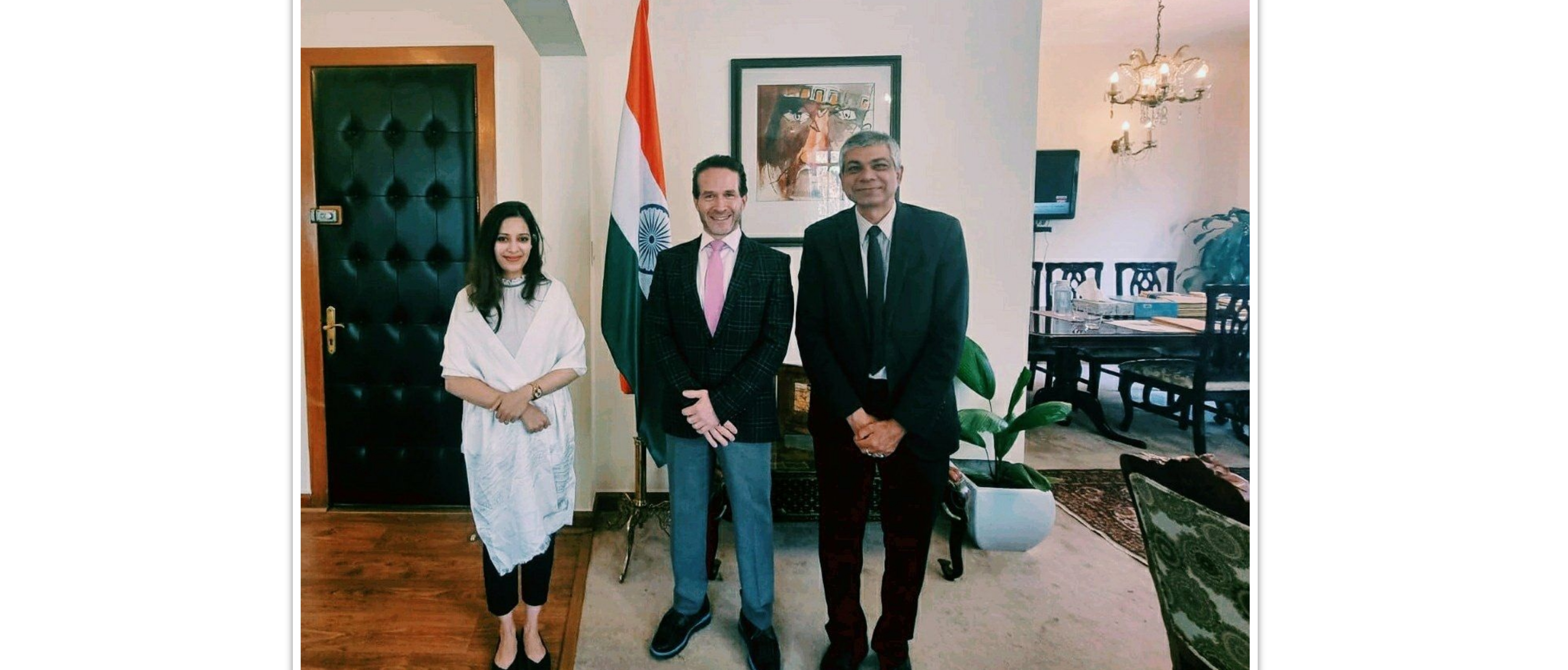  <div style="fcolor: #fff; font-weight: 600; font-size: 1.5em;">
<p style="font-size: 13.8px;">Ambassador Pankaj Sharma & Second Secretary Vallari Gaikwad (Economic & Commercial) met with the Director of Strategic International Relations at Tecnológico de Monterrey Ambassador Mr.Nathan Wolf.

Their discussions included a follow up on enhancing collaboration between Indian academic institutes & Tec de Monterrey. 
<br /><span style="text-align: center;">11 May 2022</span></p>
</div>
