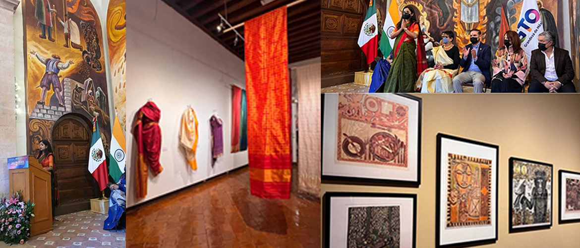  India in Guanajuato- To celebrate Azadi ka Amrit Mahotsav week in Mexico, Indian Embassy along with ICCR in Mexico curated three exhibitions in Guanajuato with the support of Lalit Kala Academy, Handloom Export Promotion Council and ICCR. 
The exhibition of Indian textiles (sarees) is the major attraction of this curation.