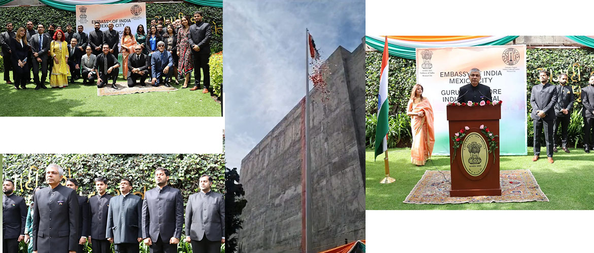  <div style="fcolor: #fff; font-weight: 600; font-size: 1.5em;">
<p style="font-size: 13.8px;">77th Independence Day celebrations!

Ambassador Pankaj Sharma hoisted the National flag and read out the Hon’ble President’s address to the nation. 

Members of the Indian diaspora and friends of India in Mexico joined on this joyous occasion.
 
 <br /><span style="text-align: center;">15 August 2023</span></p>
</div>