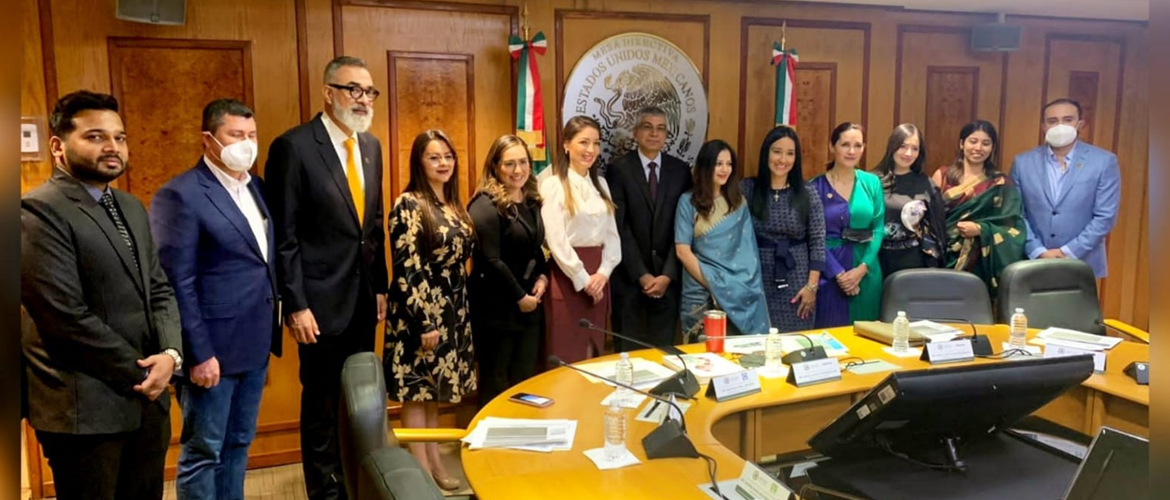  <div style="fcolor: #fff; font-weight: 600; font-size: 1.5em;">
<p style="font-size: 13.8px;">Ambassador Pankaj Sharma called on the Vice President of Chamber of Deputies, H.E. Ms.Karla Almazan.
She congratulated him on the launching of the México-India Parliamentary Friendship Group & extended support of the Chamber of Deputies to the Group.<br><span style="text-align: center;"> 23 March 2022</span></p>

</div>