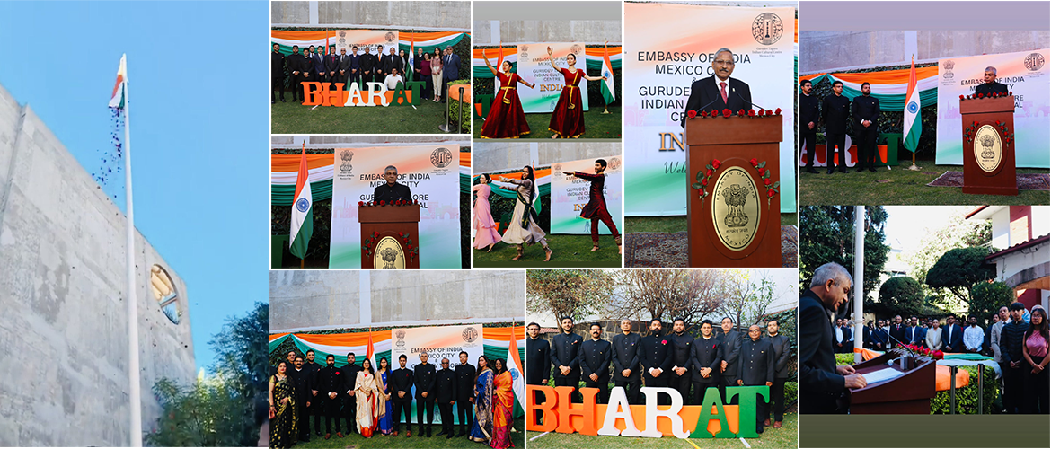  <div style="color: #fff; font-weight: 600; font-size: 1.5em;">
<p style="font-size: 13.8px;">On the auspicious occasion of 75th Republic Day of India, Ambassador Pankaj Sharma unfurled the National flag and read out the Hon’ble President’s message to the nation.

Members of Indian diaspora & friends from Mexico joined the celebrations. Ambassador also congratulated Dr. Ravi Prakash Singh, an eminent scientist & esteemed member of Indian diaspora who was conferred with the ‘Padma Shri’, 4th highest civilian award, by the Hon’ble President of India. 
<br /><span style="text-align: center;">26.01.2024</span></p>
</div>