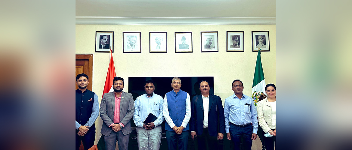  <div style="color: #fff; font-weight: 600; font-size: 1.5em;">
<p style="font-size: 13.8px;"> 

Amb Pankaj Sharma met with Mr. Manoj Kumar, CEO Oilfield division and his team from Essar Shipping.

Discussed about their current operations and upcoming new venture in Mexico. Wished them luck and assured all support from the Embassy.

<br /><span style="text-align: center;">15.01.2024</span></p>
</div>