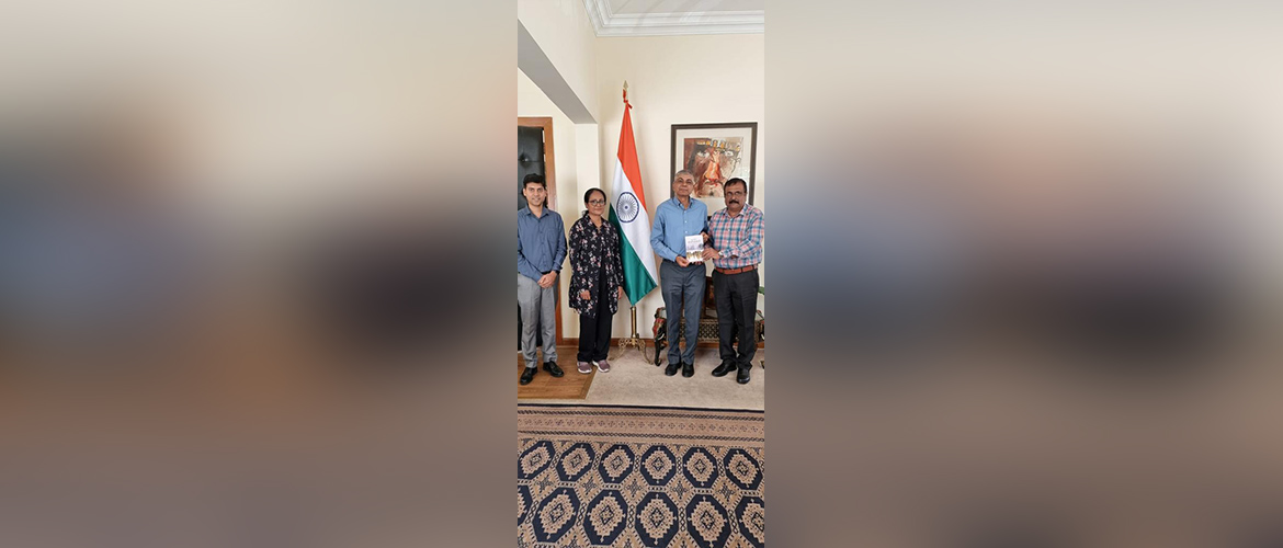  <div style="fcolor: #fff; font-weight: 600; font-size: 1.5em;">
<p style="font-size: 13.8px;">Amb. Dr. Pankaj Sharma met with Dr. Zeinul Hukuman, Editor-in-Chief of the magazine Filmography, & Prof. Beena.

There was discussion on areas of mutual interest, including academic collaborations under the aegis of India Mexico Research Consortium (IMRC).

<br /><span style="text-align: center;">13 June 2023</span></p>
</div>