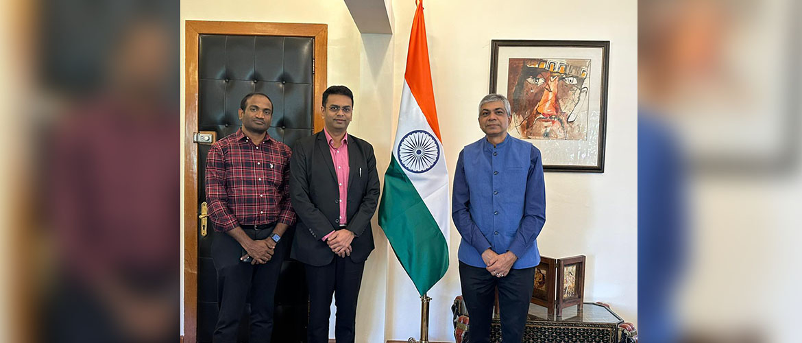 <div style="color: #fff; font-weight: 600; font-size: 1.5em;">
<p style="font-size: 13.8px;">
  Amb. Pankaj Sharma met with Mr. Devang Shah, Director at Aadivighnesh Chem Pvt. Ltd. - a leading pharmaceutical company from India, involved in global supply and manufacture of APIs.

We are glad to see the increasing presence of Indian pharma companies in México.
    <br /><span style="text-align: center;">28.09.2023</span></p>
</div>