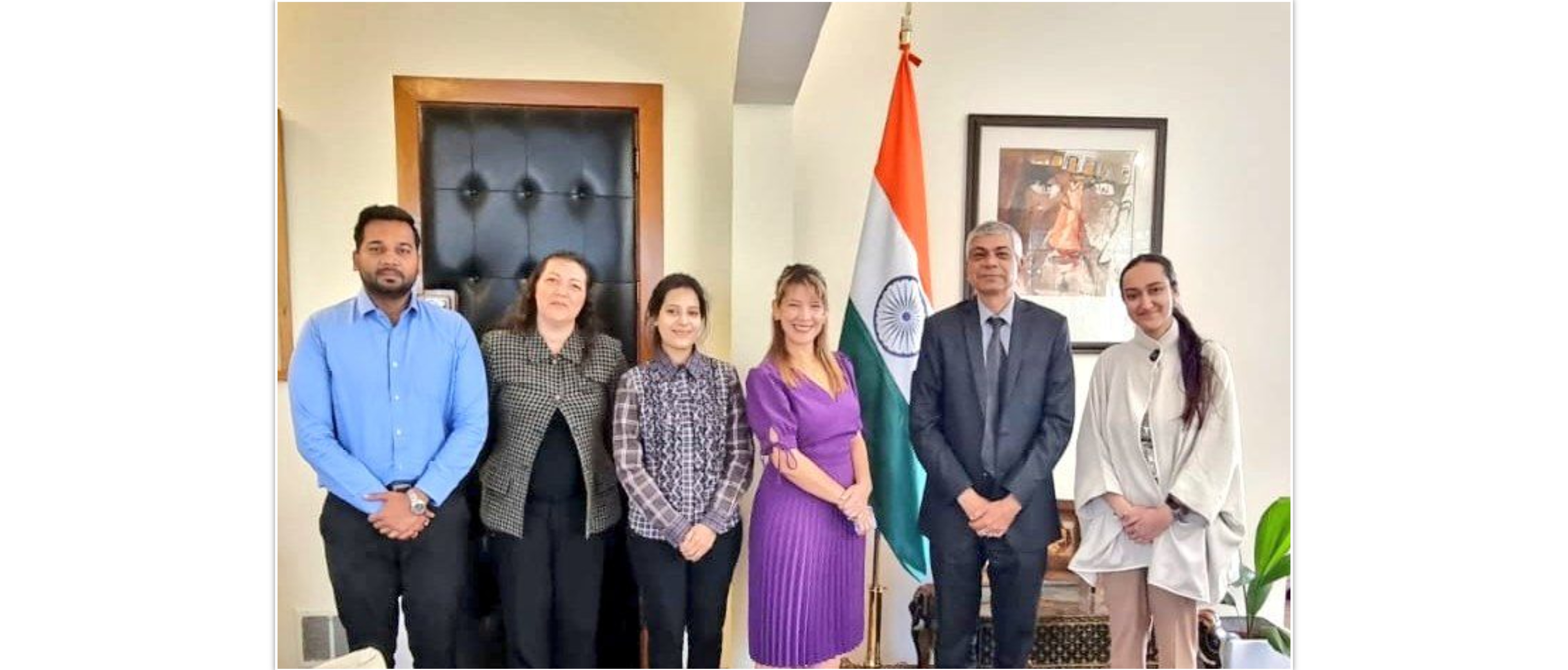  <div style="fcolor: #fff; font-weight: 600; font-size: 1.5em;">
<p style="font-size: 13.8px;">Ambassador Pankaj Sharma and Embassy officers had a meeting with Director of Minar India tourism,  Ms. Ruhani Duggal and officials from TravelCbrand Ms. Carla Guerrero & Ms. Karen Marin.

Discussed the tourism potential between India and México and the ways of enhancing the same.

<br /><span style="text-align: center;">07 November 2022</span></p>
</div>