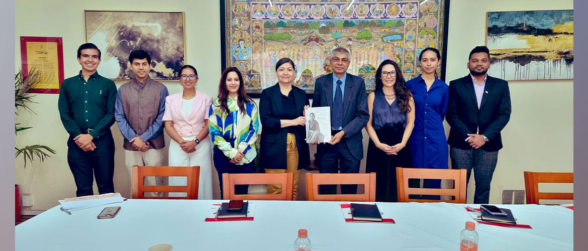 <div style="fcolor: #fff; font-weight: 600; font-size: 1.5em;">
<p style="font-size: 13.8px;">Amb. Pankaj Sharma and embassy officials met with the representatives of Global Alliance for Care, an initiative of Inmujeres & UN Women, undertaking various initiatives to empower women.

PM Narendra Modi's strong commitment to women empowerment forms one of the objectives of India’s Presidency of G20.  
<br /><span style="text-align: center;">19.4.2023</span></p>
</div>