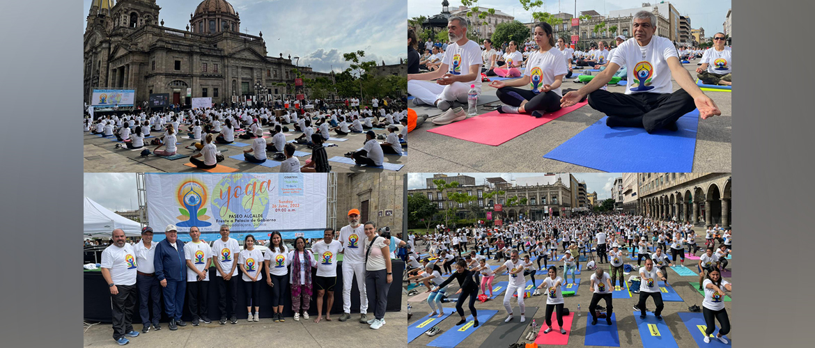  International Day of Yoga 2022 celebrations comes to an end with mega participation from people of Guadalajara. 

8 cities across Mexico spreading the message of good physical and mental health through the practice of Yoga. Thank you Mexico for the amazing response!
26 June 2022