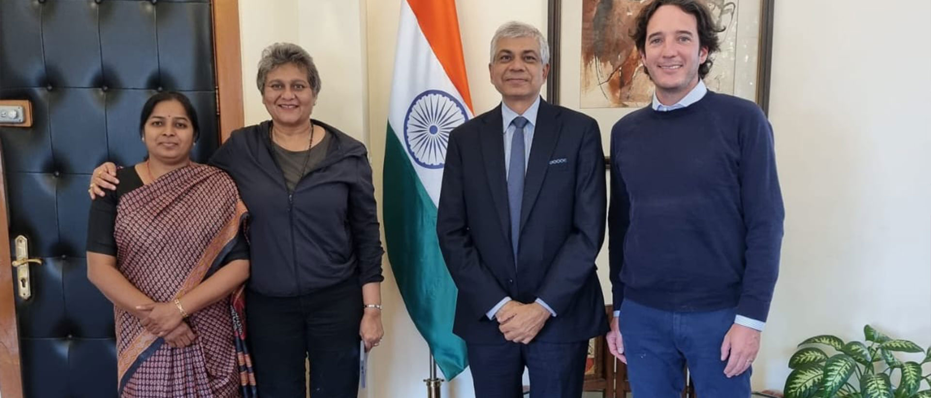  <div style="color: #fff; font-weight: 600; font-size: 1.5em;"> <p style="font-size: 13.8px;">Met with Ms. Durga Das, Founder and Owner of AeroNero at the Embassy<br /><span style="text-align: center;">30.09.2025</span></p> </div>